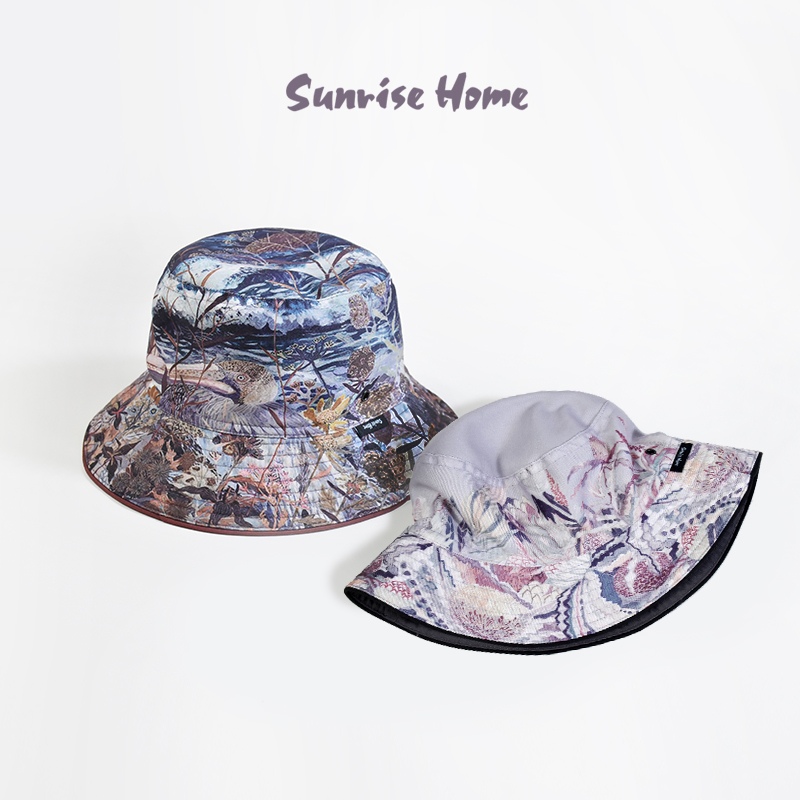 sunrisehome日出的家 原创印花渔夫帽男女帆布防晒帽子个性双面帽 服饰配件/皮带/帽子/围巾 帽子 原图主图