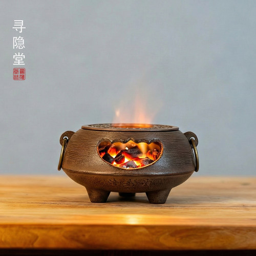 侘寂铸铁炭火煮茶炉室内户外
