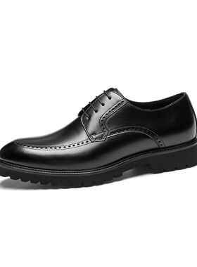 宾度男鞋新款真皮透气商务正装皮鞋男英伦风圆头青年新郎结婚鞋
