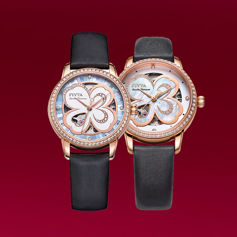 飞亚达四叶草镂空贝母女士手表