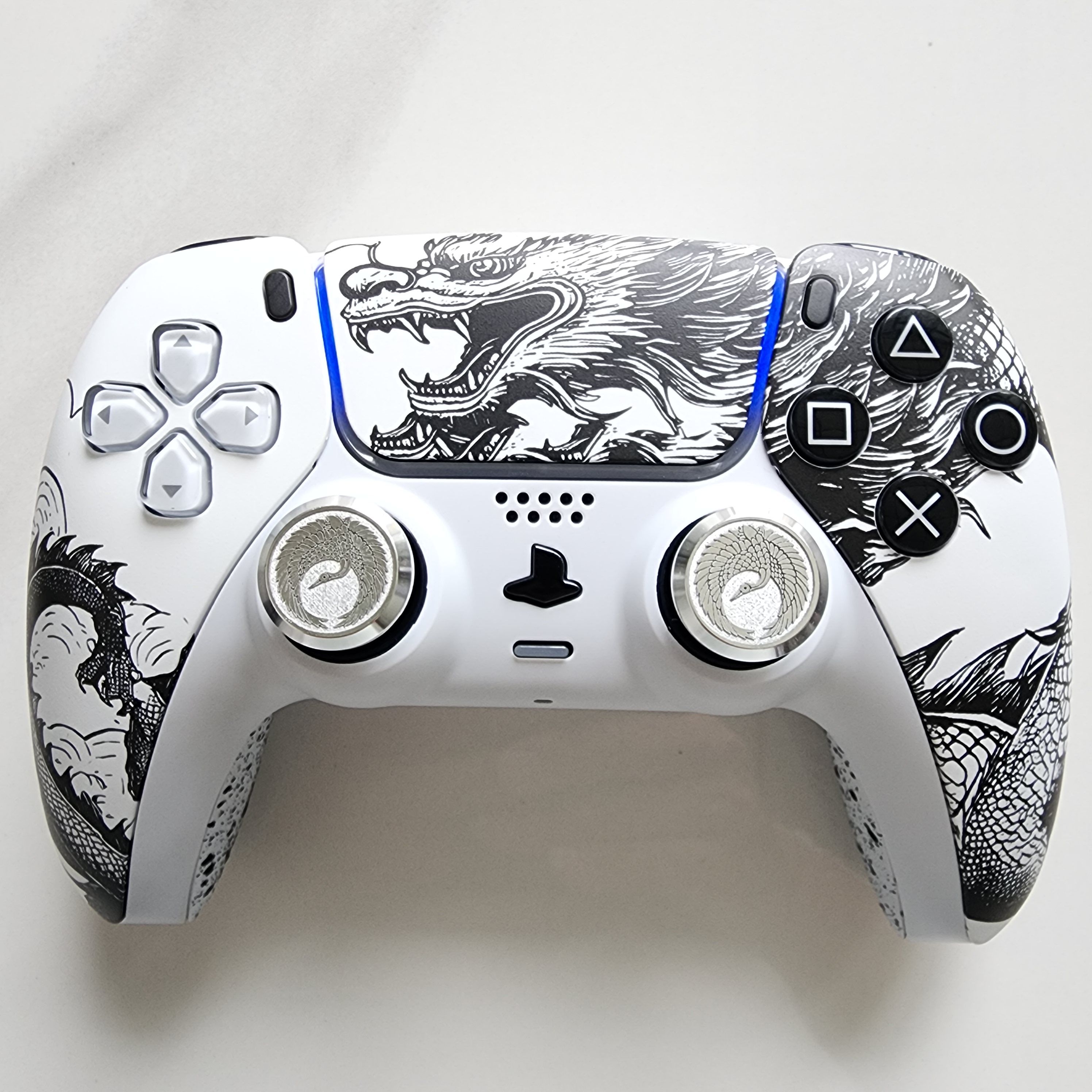 PS5手柄升级改装霍尔电磁摇杆TMR摇杆PS5原装游戏机手柄 水墨苍龙