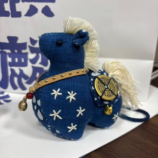 南通蓝印花布手工制马上有钱有福挂件摆件新年特色文创伴手礼