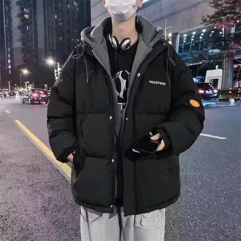 保暖青少年时尚羽绒假两件神器男连帽棉衣男加厚冬季迷彩潮流棉服