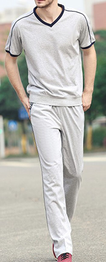 客衣都加肥加大码男装 2023 夏季纯棉短袖长裤运动健身套装 DF003