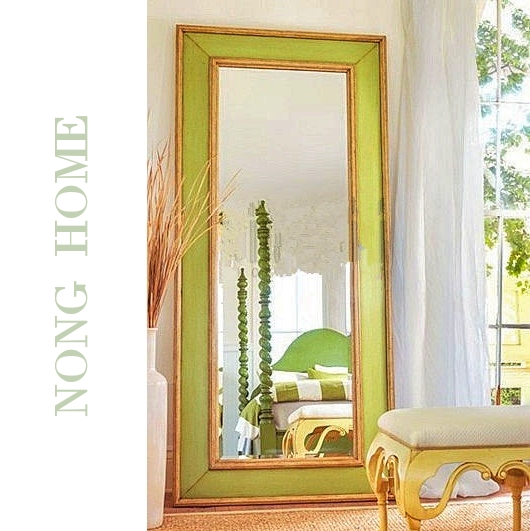 美式乡村风格 复古绿色墙镜壁镜 高约2米