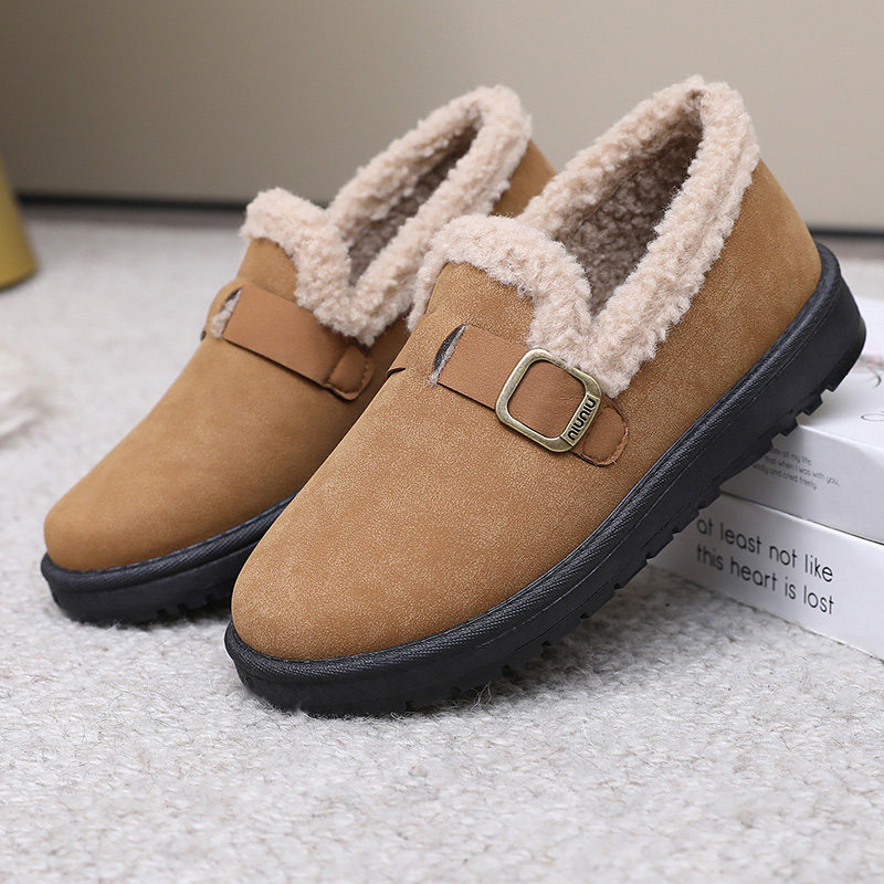 冬季新款加绒舒适保暖棉鞋女一脚蹬防滑平底防寒软底勃肯豆豆鞋女,女鞋,棉鞋,淘宝优惠券,粉丝福利购,淘宝优惠卷