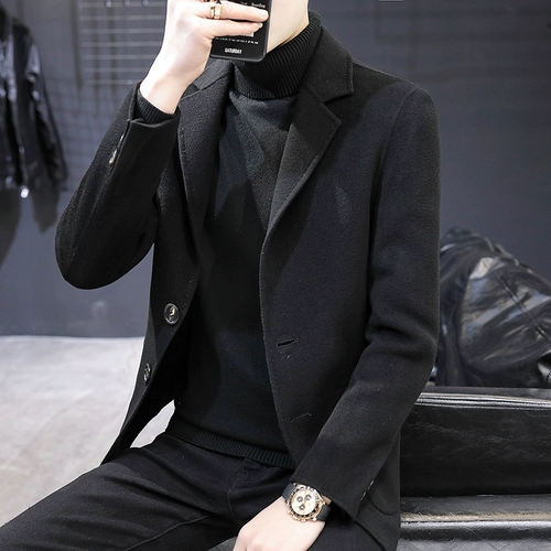 Шерстяное зимнее короткое пальто, кашемировая куртка, увеличенная толщина, в корейском стиле