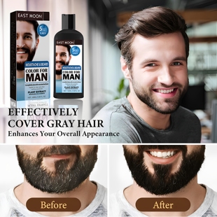 染胡子盖白洗发液Black Beard Dye Shampoo植物胡须头发染黑发剂