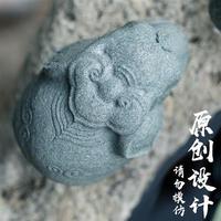 高档石载满山 大象茶宠摆件精品可养青石吉祥如意手工石雕茶台摆