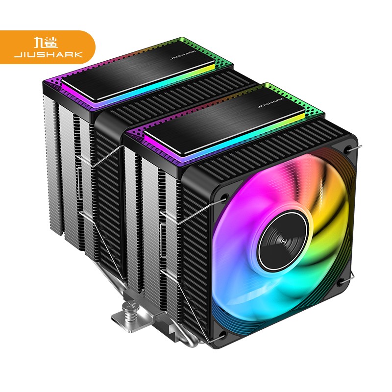 九鲨CPU散热器6热管双塔10CM风扇