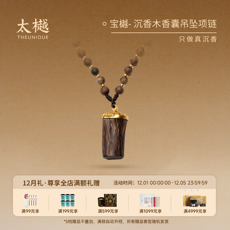 太樾宝樾 野生惠安系沉香18K金香囊男士天然木制随身挂件孤品高端