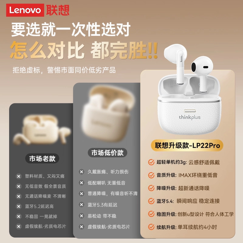 联想lp22pro蓝牙耳机政府补贴高音质无线降噪游戏运动2026新款