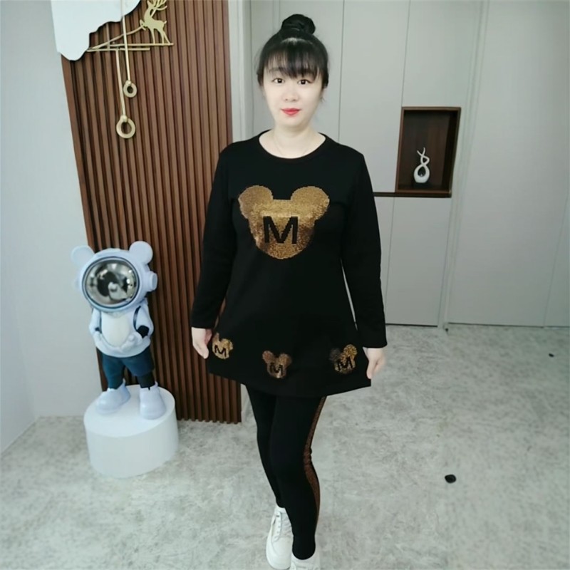冬季新款烫钻加绒保暖大版衫女宽松遮肚显瘦时尚洋气百搭打底衫女