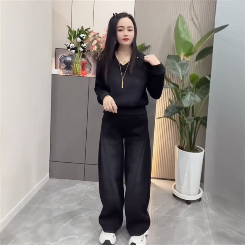 春季女士休闲运动套装遮肚显瘦卫衣松紧腰阔腿裤时尚洋气两件套女,女装/女士精品,休闲运动套装,淘宝优惠券,粉丝福利购,淘宝优惠卷