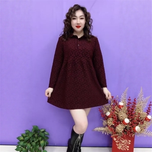 酒红色长袖亨利衫领提花大版衫宽松遮肚显瘦洋气减龄中长款上衣女