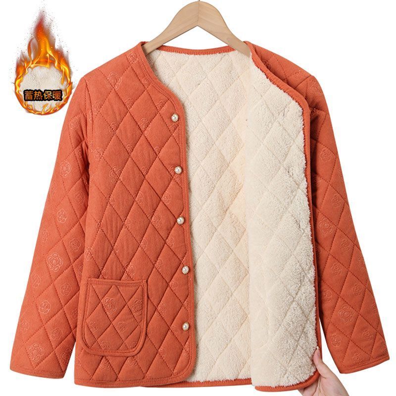2025新款女士秋冬小香风棉袄外套加绒加厚灯芯绒棉衣时尚妈妈上衣
