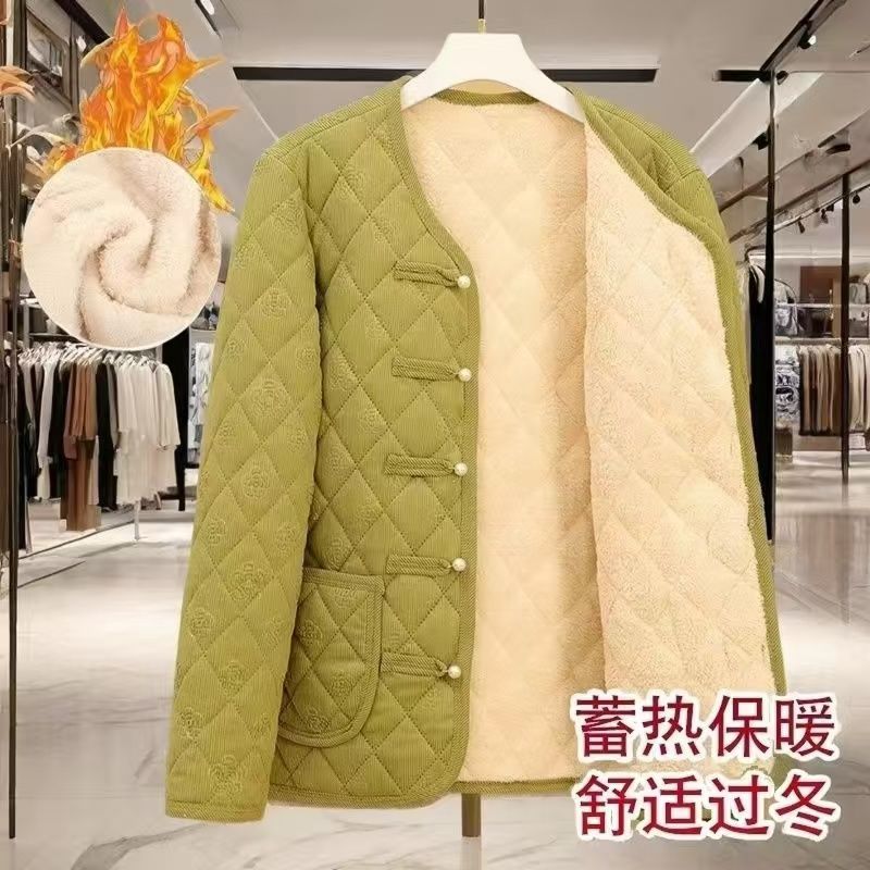 2024中老年秋冬新款棉袄休闲加绒保暖加厚外套棉衣妈妈棉服新中式