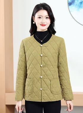 2025秋冬新款妈妈休闲洋气棉服加绒棉袄女中老年保暖外套百搭棉衣