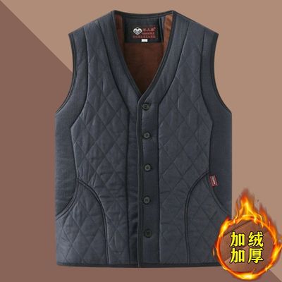 中老年马甲男驼绒爸爸冬装加绒加厚保暖坎肩爷爷内穿棉袄老人衣服
