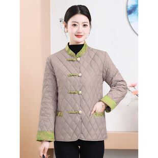 妈妈秋冬外套洋气小棉袄轻薄上衣服中老年女春季 棉服 夹克2024新款