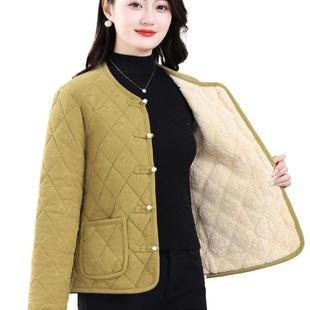 妈妈装棉衣加绒保暖棉服外套小个子宽松复古圆领洋气新中式小棉袄