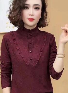 春秋季新款洋气磨毛女装妈妈上衣气质时尚秋冬长袖女士打底衫减龄