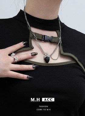 原创树脂心脏项链女个性简约气质高级感吊坠时尚百搭暗黑风项饰