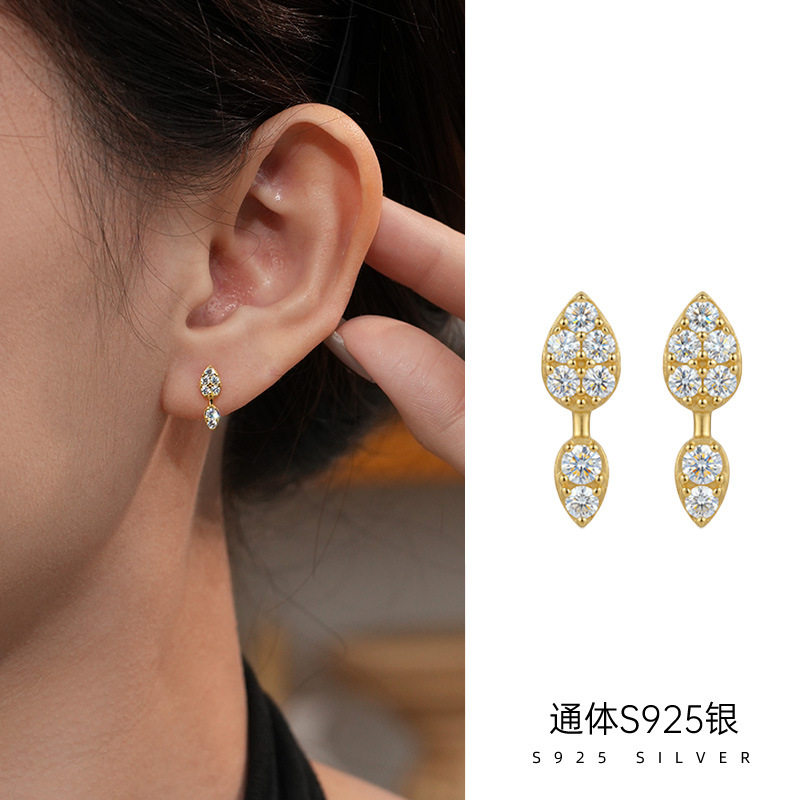 精品S925纯银韩版同款双生水滴耳钉女高级感简约小众设计耳饰潮