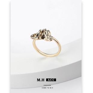 山峰叠峦戒指女个性简约高级感食指戒小众时尚复古开口可调节指环