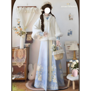 2025新款汉服女新中式日常古装中国风斗篷立领汉元素秋冬长袖套装