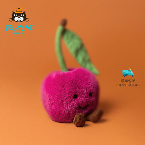 英国Jellycat趣味单叶樱桃毛绒玩具安抚玩偶柔软公仔娃娃生日礼物