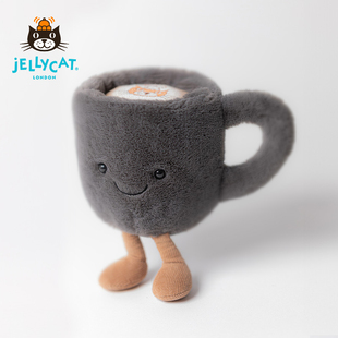 英国Jellycat趣味咖啡杯毛绒玩具安抚玩偶柔软公仔娃娃生日礼物