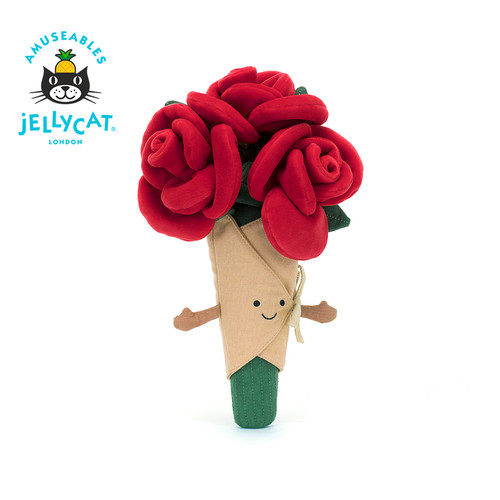 Jellycat趣味玫瑰花束手捧花毛绒玩偶玩具公仔生日新婚订婚礼物