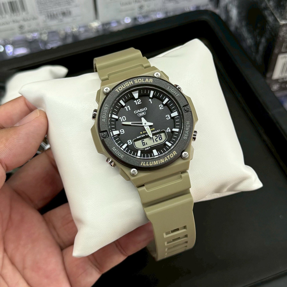 正品卡西欧Casio太阳能男士手表防水双显多功能石英表AQ-S820W-5A