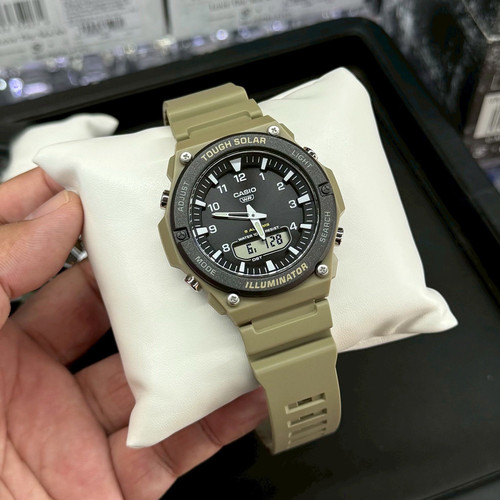 正品卡西欧Casio太阳能男士手表防水双显多功能石英表AQ-S820W-5A