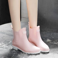 Giày đi mưa nữ Giày dép dễ thương của Hàn Quốc Giày đi mưa ống ngắn Học sinh trưởng thành Chelsea đi giày cao su kẹo trong giày ống - Rainshoes ủng bảo hộ