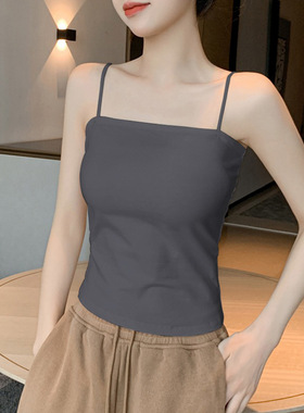 黑色吊带背心女2023新款外穿美背文胸一体夏季内搭带胸垫抹胸打底