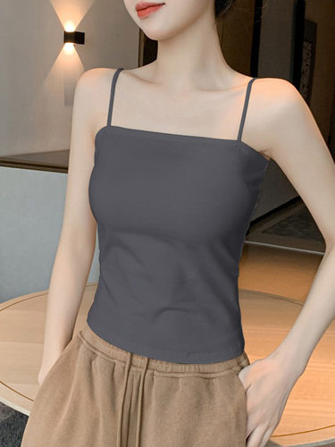 黑色吊带背心女2023新款外穿美背文胸一体夏季内搭带胸垫抹胸打底