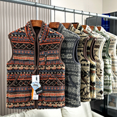 秋冬男女设计感保暖立领马甲外套 摇粒绒 复古费尔岛风格 羊羔毛