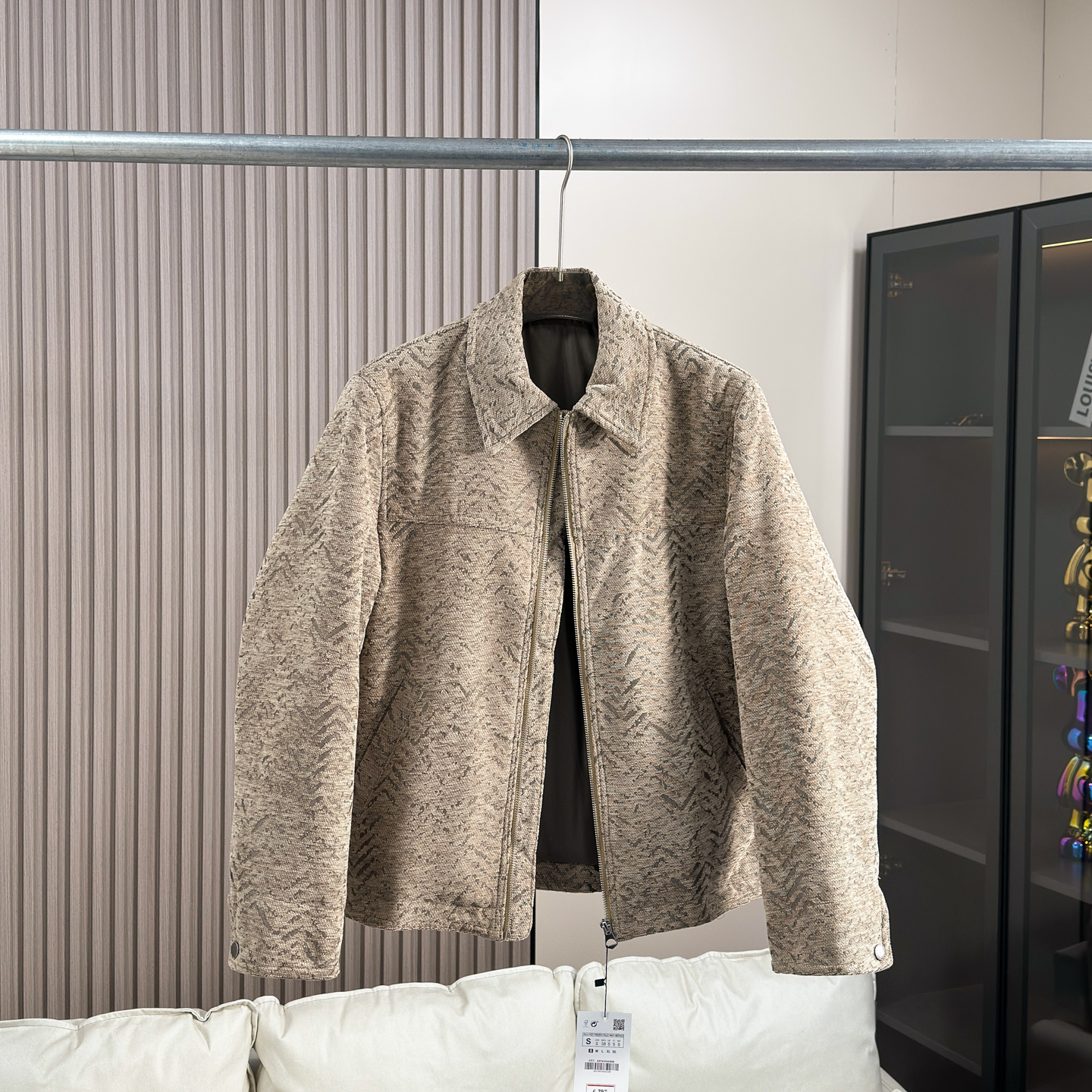 肌理提花百搭复古宽松翻领夹克男