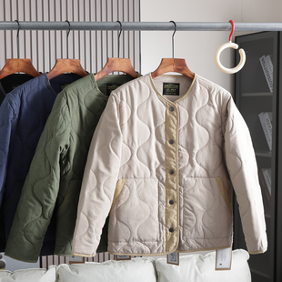 日系复古~桃皮绒质感面料!秋冬男士纯色外搭绗棉棉衣棉服外套潮