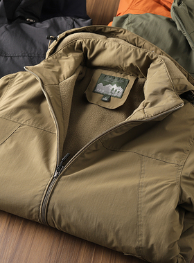 户外牛货 防风防泼水 冲锋衣夹克男加绒加厚秋冬百搭休闲连帽外套