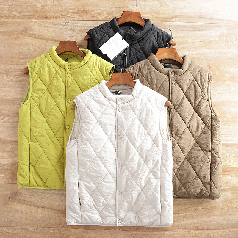 轻盈防风保暖男立领绗缝夹棉马甲