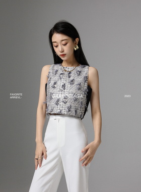 Garbociaga龍喜儿 灵魂追逐 设计感小众时髦小香风无袖马甲女2275