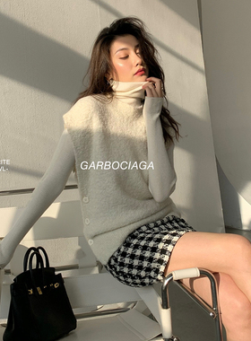 Garbociaga龙喜儿 叠穿Couple 羊毛马甲背心针织衫女短款上衣9202