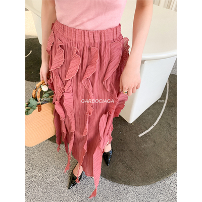 木耳花边包臀半身裙龙喜儿