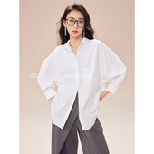 Garbociaga龍喜儿 70s高支长绒棉圆角翻领宽松休闲廓形衬衫 5500