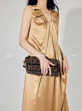 Garbociaga龍喜儿 落日余晖 醋酸高级丝滑A版大摆气质连衣裙 3569