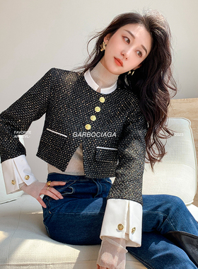 Garbociaga龍喜儿 城市精英 羊毛立领粗花肌理感香风短款外套9732