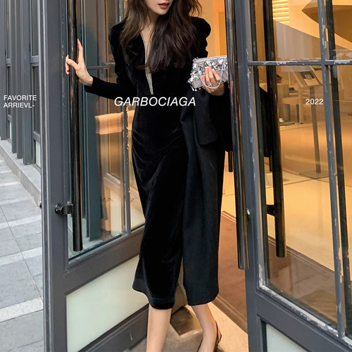 晚会裙赫本丝绒连衣裙龙喜儿
